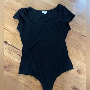Square neck black bodysuit